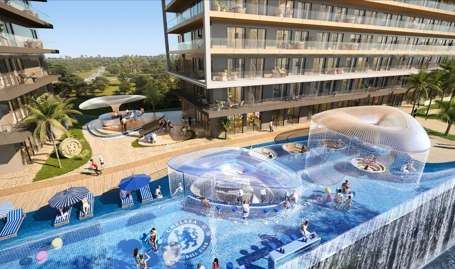 Developer render of the pool deck on the Chelsea Residences podium